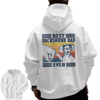 Mens Best Dachshund Dad Ever Dog Lover Father's Day Zip Up Hoodie Back Print | Mazezy