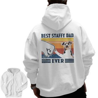 Mens Best Staffy Dad Ever Dog Lover Father's Day Zip Up Hoodie Back Print | Mazezy