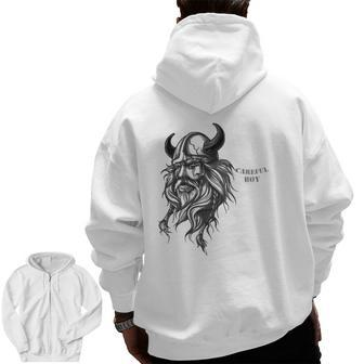 Mens Careful Boy I'm This Old For A Reason Viking Dad Zip Up Hoodie Back Print | Mazezy