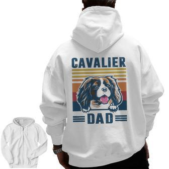 Mens Cavalier King Charles Spaniel Dad Father Retro Cavalier King Zip Up Hoodie Back Print | Mazezy