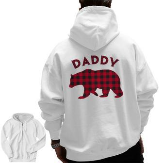 Mens Daddy Bear Red Plaid Christmas Buffalo Pajama Zip Up Hoodie Back Print | Mazezy