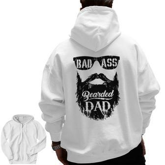 Mens Father's Day Bearded Badass Dad Zip Up Hoodie Back Print | Mazezy AU