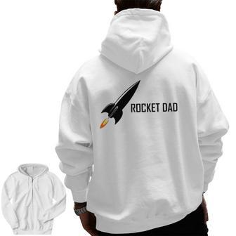 Mens Father's Day Rocket Dad Zip Up Hoodie Back Print | Mazezy