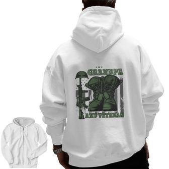 Mens I'm A Dad Grandpa And Veteran Nothing Scares Me Zip Up Hoodie Back Print | Mazezy