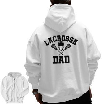 Mens Lacrosse Dad Lax Daddy Father's Day Zip Up Hoodie Back Print | Mazezy UK