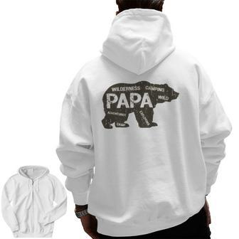 Men's Papa Camping Bear Top Camper Grandpa For Men Zip Up Hoodie Back Print | Mazezy