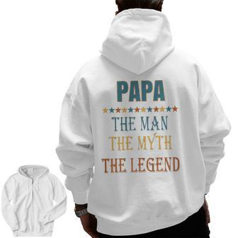 Mens Papa Man Myth Legend Zip Up Hoodie Back Print | Mazezy
