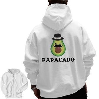 Mens Papacado Father's Day Avocado Fresh Organic Lover Zip Up Hoodie Back Print | Mazezy