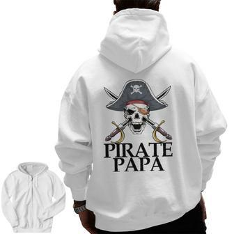 Mens Pirate Papa Captain Sword Halloween Zip Up Hoodie Back Print | Mazezy