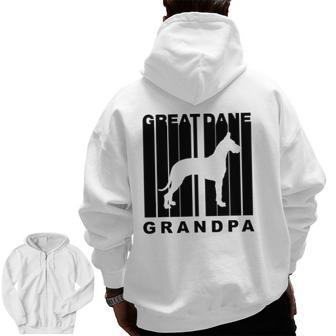 Mens Retro Style Great Dane Grandpa Dog Grandparent Zip Up Hoodie Back Print | Mazezy
