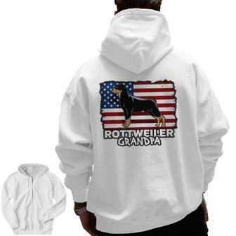 Mens Rottweiler Grandpa American Flag Zip Up Hoodie Back Print | Mazezy