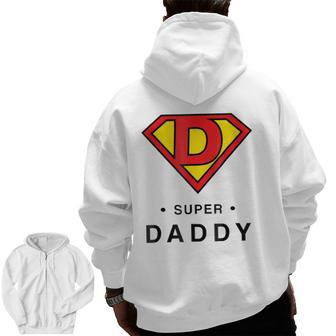 Mens Super Daddy Father's Day Present Super Hero Zip Up Hoodie Back Print | Mazezy