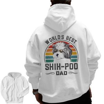 Mens World's Best Shih Poo Dad Vintage Dog Dad Zip Up Hoodie Back Print | Mazezy CA