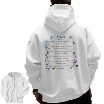 Missing Dad Father's Day Dad In Heaven Zip Up Hoodie Back Print | Mazezy