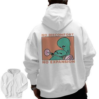 No Discomfort No Expansion Training Zip Up Hoodie Back Print | Mazezy