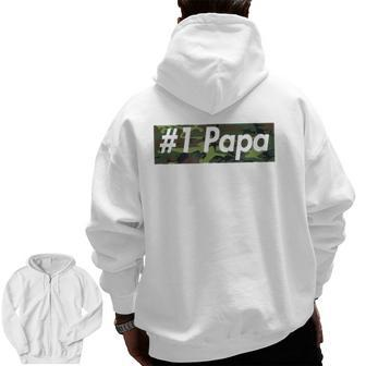 Number One Papa Best Father Dad Camo Box Zip Up Hoodie Back Print | Mazezy