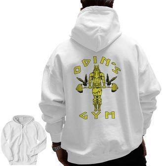 Odin's Gym Fitness Workout Training Weightlifting Zip Up Hoodie Back Print | Mazezy