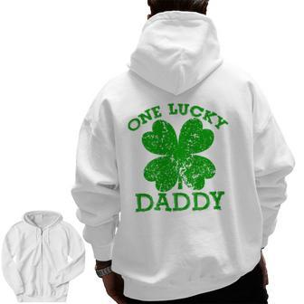 One Lucky Daddy Vintage St Patricks Day Men Zip Up Hoodie Back Print | Mazezy
