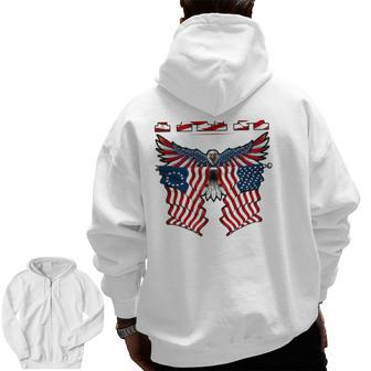 Papa American Flag Eagle Father's Day Zip Up Hoodie Back Print | Mazezy