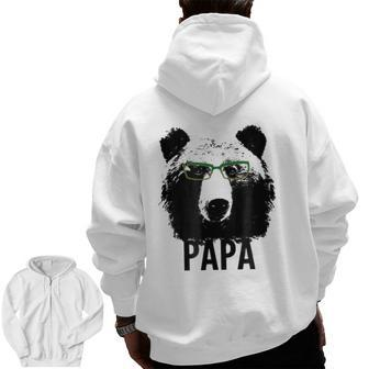 Papa Bear Grizzly Bear With Glasses Dad Daddy Bears Zip Up Hoodie Back Print | Mazezy
