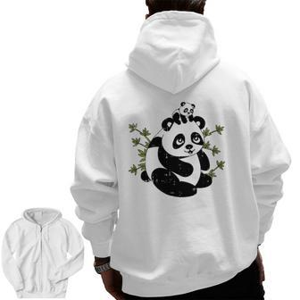 Papa Bear Panda Dad Baby Daddy Tee Cute Father's Day Zip Up Hoodie Back Print | Mazezy