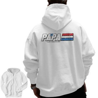 Papa A Real American Hero Father's Day Zip Up Hoodie Back Print | Mazezy