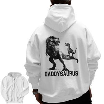 Papasaurusrex Dinosaur Daddy Saurus Cool Father Dad Zip Up Hoodie Back Print | Mazezy