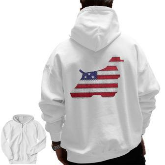 Patriotic American Cocker Spaniel Love Flag Vintage Zip Up Hoodie Back Print | Mazezy