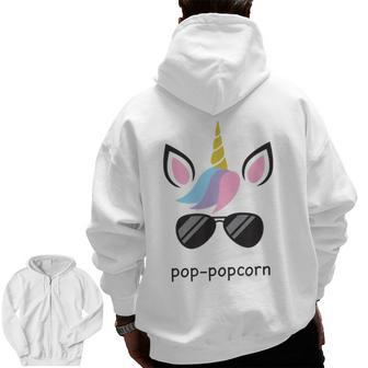 Poppopcorn Unicorn Poppop Grandpa Costume Zip Up Hoodie Back Print | Mazezy