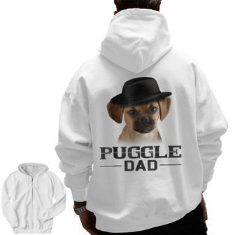 Puggle Dad T Father's Day Dog Lovers Zip Up Hoodie Back Print | Mazezy