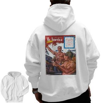 Pulp Librarian A Man's Magazine Mr America Hang On To Your Teeth Zip Up Hoodie Back Print | Mazezy