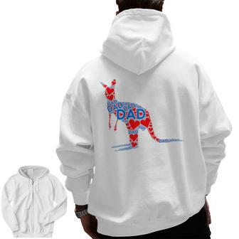 Red Heart Love Blue Dad Cute Kangaroo Daddy Father's Day Zip Up Hoodie Back Print | Mazezy AU