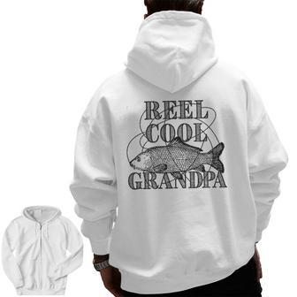 Reel Cool Grandpa Graphic Fishing Zip Up Hoodie Back Print | Mazezy