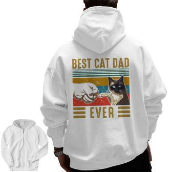 Retro Vintage Best Cat Dad Ever Fathers Day Siamese Cat Zip Up Hoodie Back Print | Mazezy