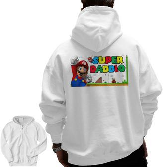 Superdaddio Dad Daddy Father Video Game Lovers Zip Up Hoodie Back Print | Mazezy