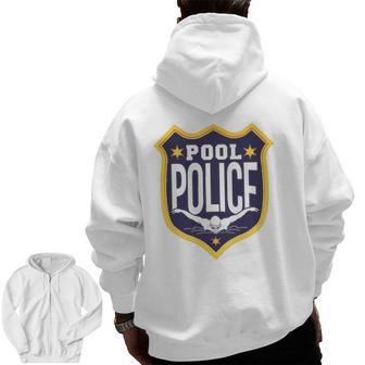 Swimming Swimmer Swim Pool Police Coach Dad Zip Up Hoodie Back Print | Mazezy