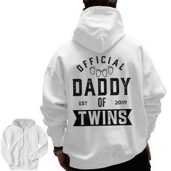 Twin Dad 2019 New Daddy Of Twins Father's Day Zip Up Hoodie Back Print | Mazezy