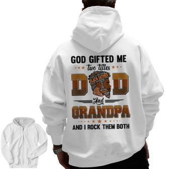 Two Tiles Proud Black Dad Grandpa Fathers Day Junenth Zip Up Hoodie Back Print | Mazezy