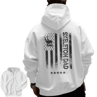 Usa American Flag Skeleton Dad For Dad Zip Up Hoodie Back Print | Mazezy
