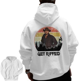 Vintage Cowboy Get Ripped Western Country Music Rodeo Dad Zip Up Hoodie Back Print | Mazezy