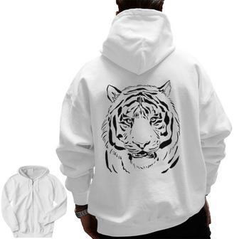 White Tiger Head For Men And Tiger Dad And Tiger Lover Zip Up Hoodie Back Print | Mazezy