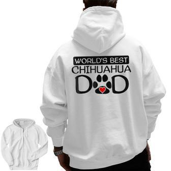 World's Best Chihuahua Dad Dog Owner Paw Print Zip Up Hoodie Back Print | Mazezy