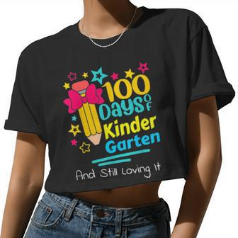 100 Days Of Kindergarten And Still Loving It Teachers Women Cropped T-shirt - Monsterry DE