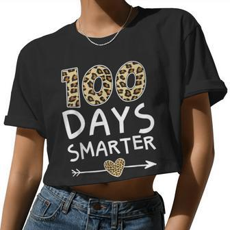 100 Days Smarter Leopard 100Th Day Of School Boys Girls Women Cropped T-shirt - Monsterry DE