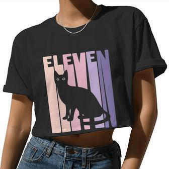 11Th Birthday Cute Cat Fan 11 Years Old For Girls Women Cropped T-shirt - Monsterry UK