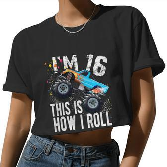 16 Year Old Cool 16Th Birthday Boy For Monster Truck Car Lovers Women Cropped T-shirt - Monsterry AU