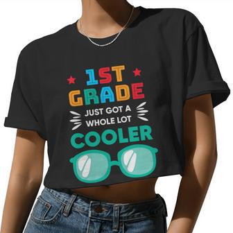 1St Grade Cooler Glassess Back To School First Day Of School Women Cropped T-shirt - Monsterry