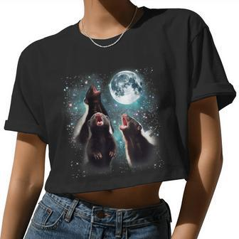 3 Skunk Head 3 Skunk Moon Howling For Men Women Kid Women Cropped T-shirt - Monsterry UK