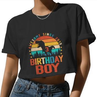 3Rd Birthday Dinosaur 3 Year Old Women Cropped T-shirt - Monsterry CA