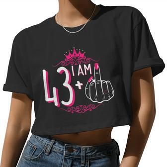 I Am 43 Plus 1 Middle Finger 43Rd Women's Birthday Women Cropped T-shirt - Monsterry UK